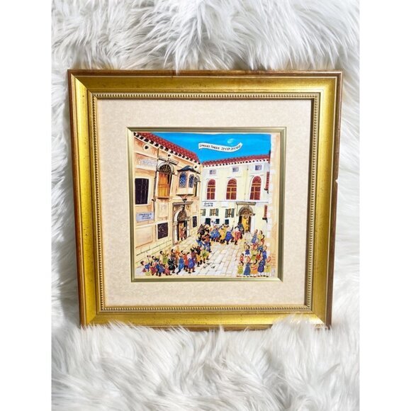 MICHAL MERON Synagogue Of Siena Gilt Serigraph In Gold Frame - Picture 9 of 9